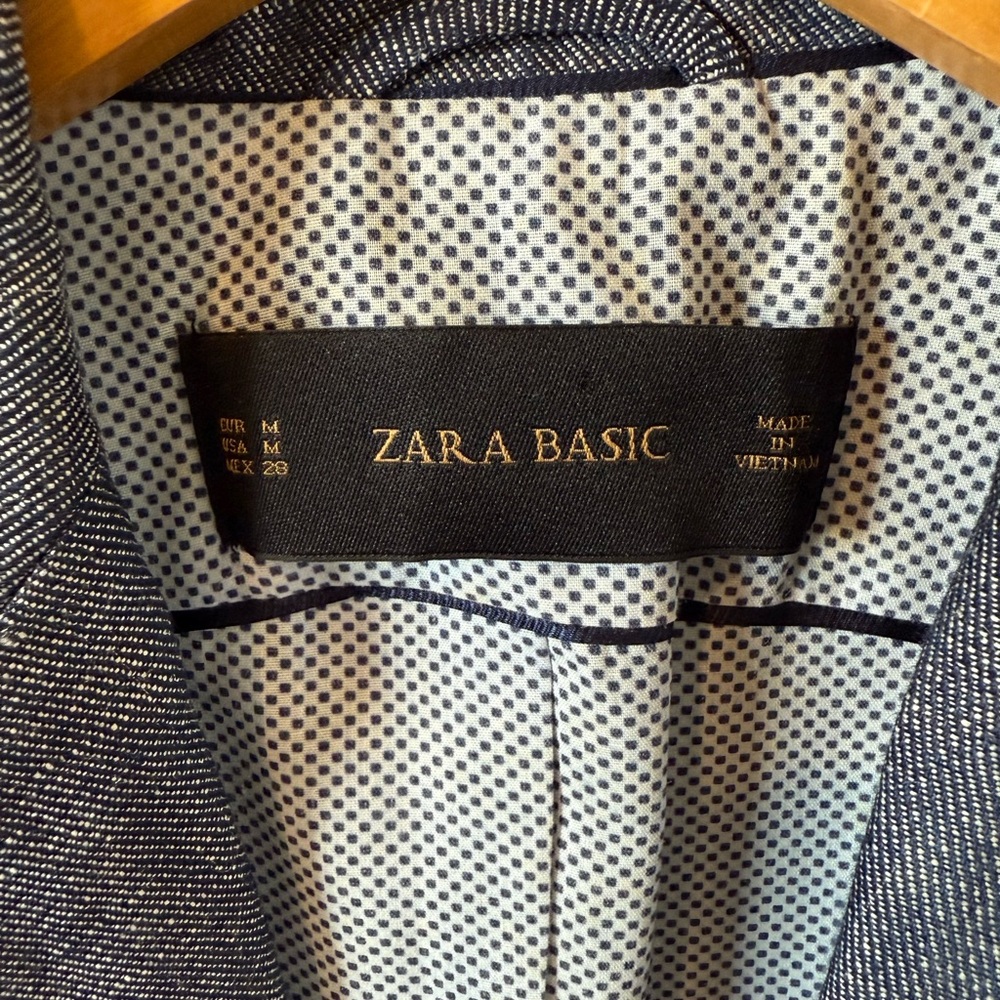 Zara blazer women Size Medium - Excellent Condition- Blue And White Linen - Picture 4 of 9